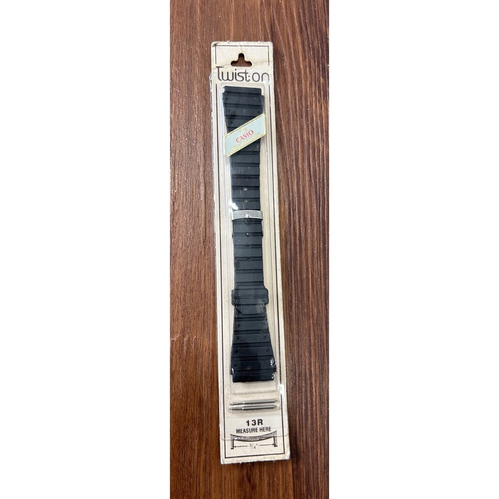 Speidel Twist On Casio Black Rubber Watch Band w Silver Tone Buckle 13R NOS